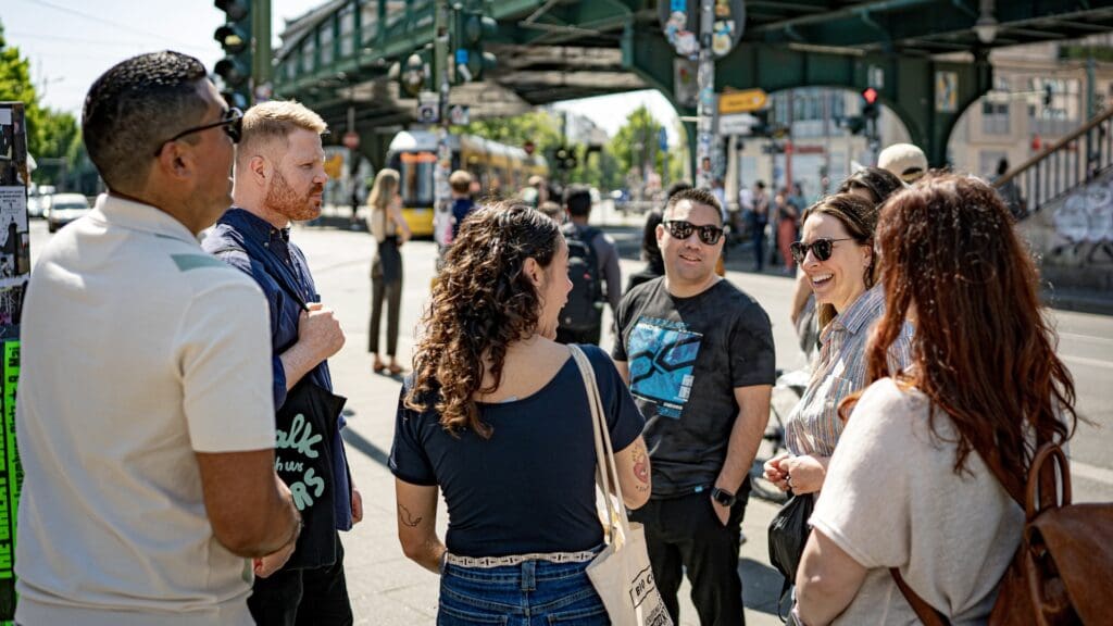 Checking out the busy streets of Berlin on street food tour with Walk With Us Tours